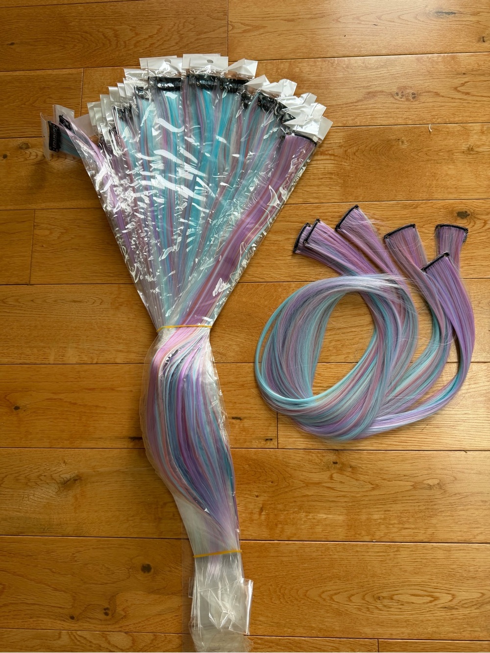 Unicorn Multicolor Hair Clip-In Extensions- 28 pack